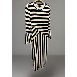 Project runway Bodycon Midi Dress Black and White Stripe Grunge Goth